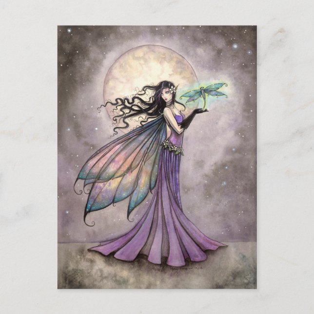 Mystische Fantasie Kunst der Fairy and Dragonfly Postkarte (Vorderseite)