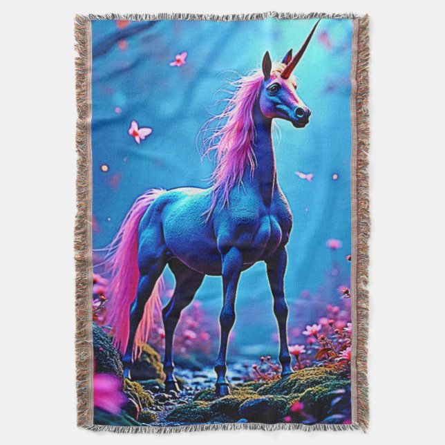 Mystische Fantasy-Einhorn-Kunst Decke (Vorderseite Vertikal)