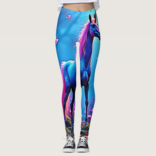 Mystische Fantasy-Einhorn-Kunst Leggings (Vorderseite)