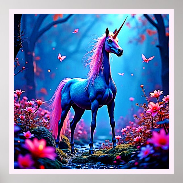 Mystische Fantasy-Einhorn-Kunst Poster (Vorne)