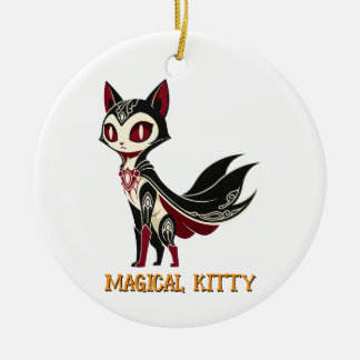 Mystische Fantasy-Katzen-Cartoon-Grafik Keramik Ornament
