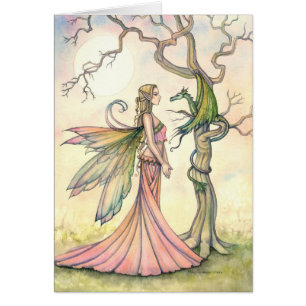 Mystische Fee und Drachen-Fantasie-Kunst
