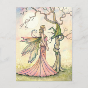 Mystische Feen- und Drachenkunst Postkarte