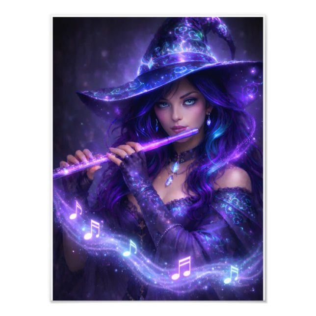 Mystische Flötenspielerin – Magische Melodie Poste Fotodruck (Vorne)
