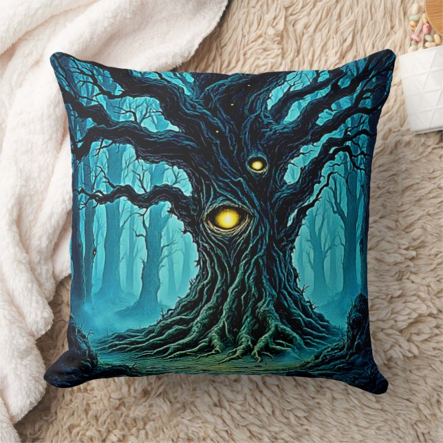 Mystische Forest Eye Tree Art Kissen (Decke)
