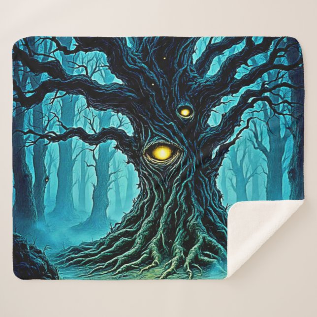 Mystische Forest Eye Tree Art Sherpadecke (Vorderseite (Horizontal))