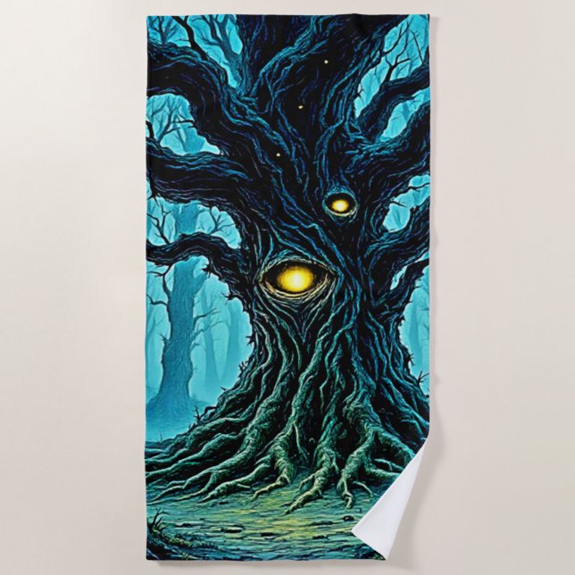 Mystische Forest Eye Tree Art Strandtuch (Vorderseite)