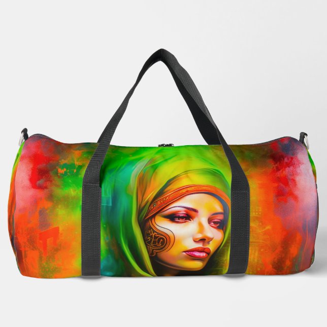 Mystische Frau in Neonfarben Duffle Bag (Vorderseite)