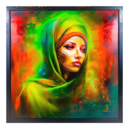 Mystische Frau in Neonfarben Fotodruck