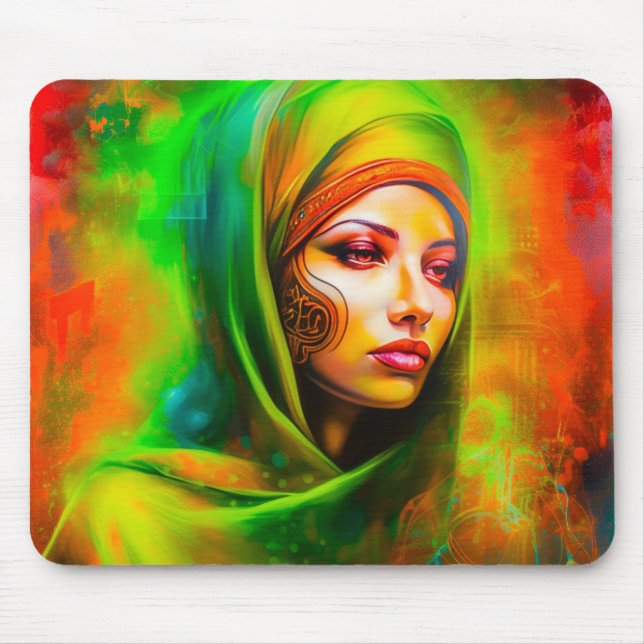 Mystische Frau in Neonfarben Mousepad (Vorne)