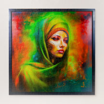 Mystische Frau in Neonfarben