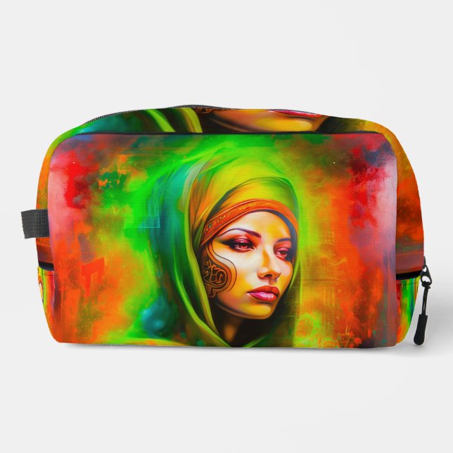 Mystische Frau in Neonfarben Waschbeutel (Vorderseite)