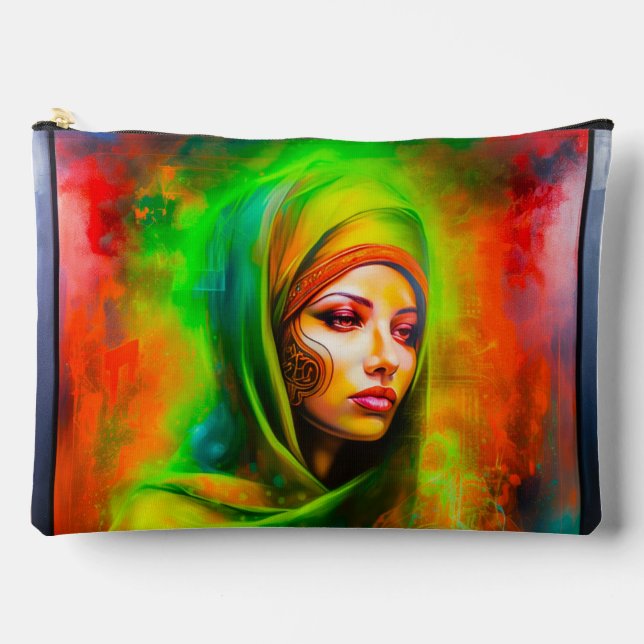 Mystische Frau in Neonfarben Zubehörtasche (Vorderseite)