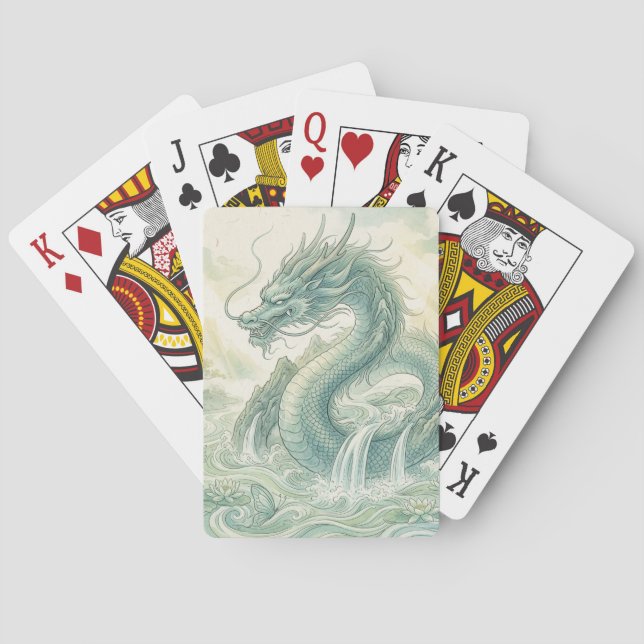 Mystische Fuchs-Drache-Wasserfarbenkunst (2) Spielkarten (Rückseite)