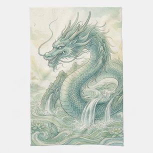 Mystische Fuchsdrache Wasserfarbenkunst (2) Geschirrtuch