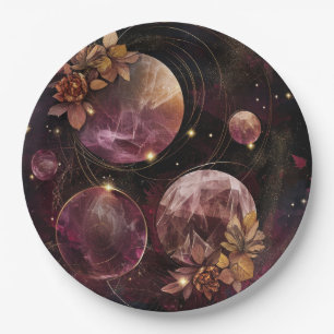 Mystische Galaxie Kristall Planet Purpur Raum Pappteller
