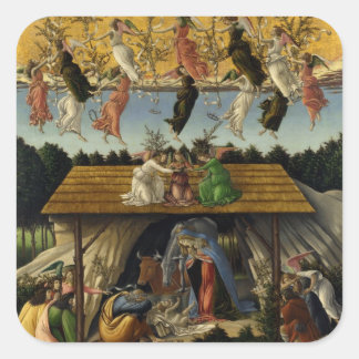 MYSTISCHE GEBURT von Sandro Botticelli ,Weihnachte Quadratischer Aufkleber