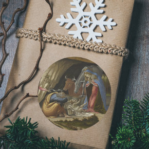 Mystische Geburt von Sandro Botticelli Weihnachten Runder Aufkleber