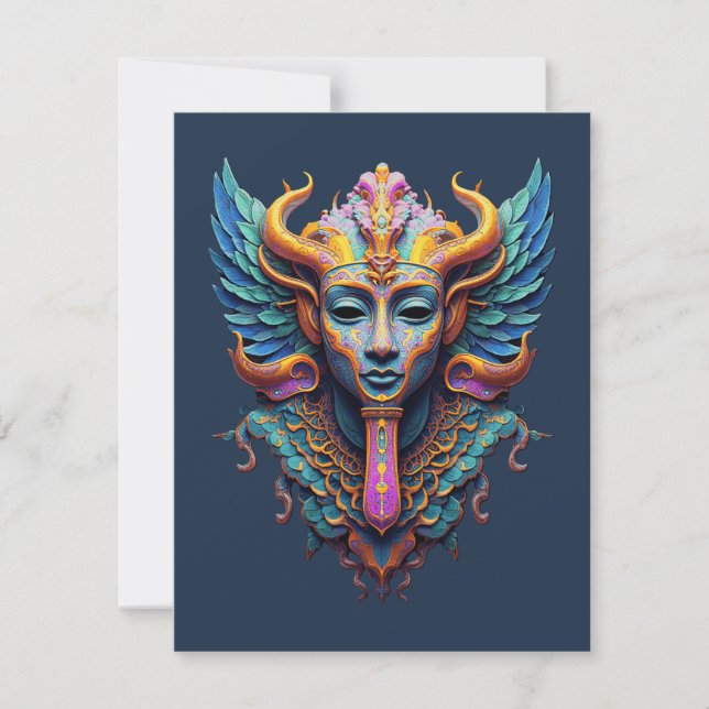 Mystische geflügelte Gottheit RSVP Karte (Vorderseite)