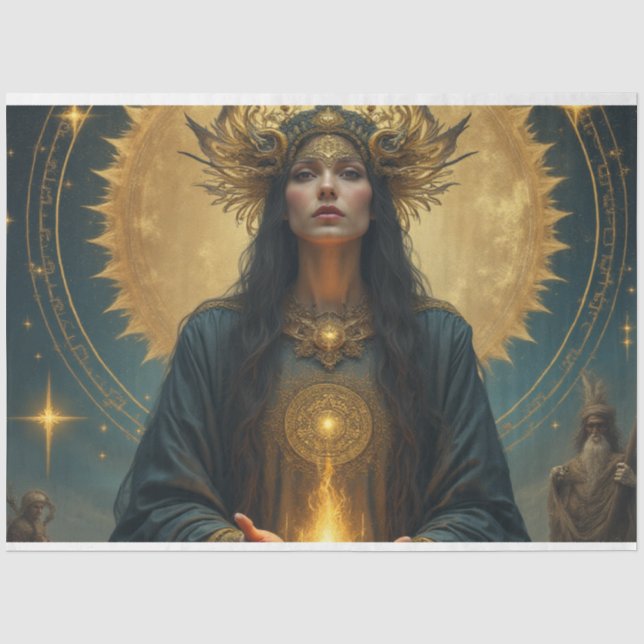 Mystische goldene Göttin Seidenpapier (Vorderseite)