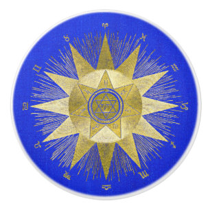Mystische goldene Sternzeichen-Sonnenstrahlen-Astr Keramikknauf