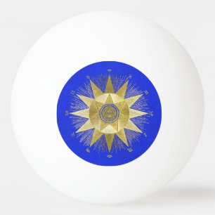 Mystische goldene Sternzeichen-Sonnenstrahlen-Astr Tischtennisball