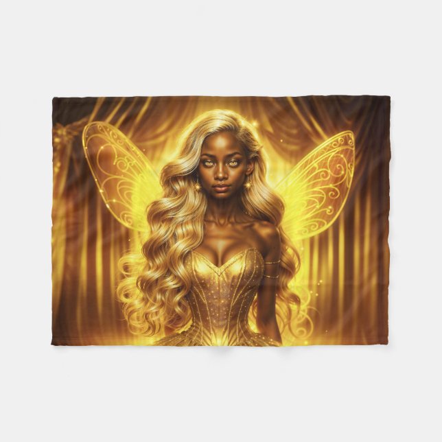 Mystische Göttin des Lichts mit strahlenden Feenfl Fleecedecke (Vorderseite (Horizontal))