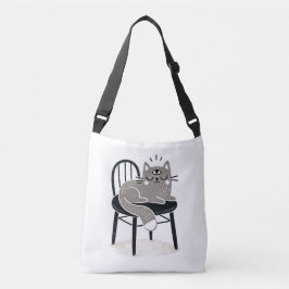 Mystische graue Katze Schlafen mit offenem Auge Tragetaschen Mit Langen Trägern