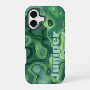 Mystische grüne abstrakte Schwünge iPhone 16 Hülle