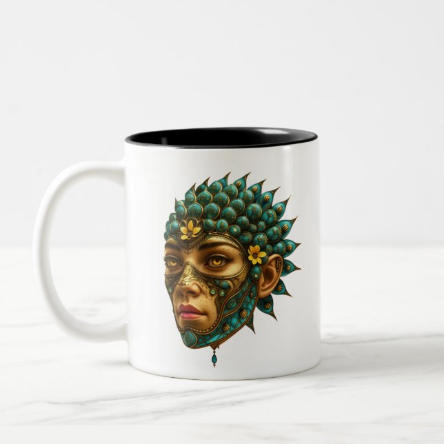 Mystische Guardian Vision - Fantasy-Grafik-Kunst Zweifarbige Tasse (Links)