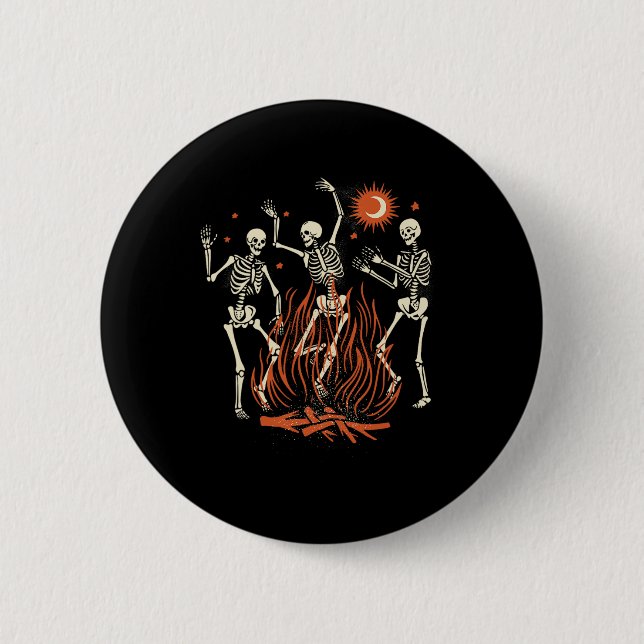 Mystische Halloween-Tanzskelette Button (Vorderseite)