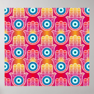 Mystische Hamsa: verziert nahtloses Design. Poster