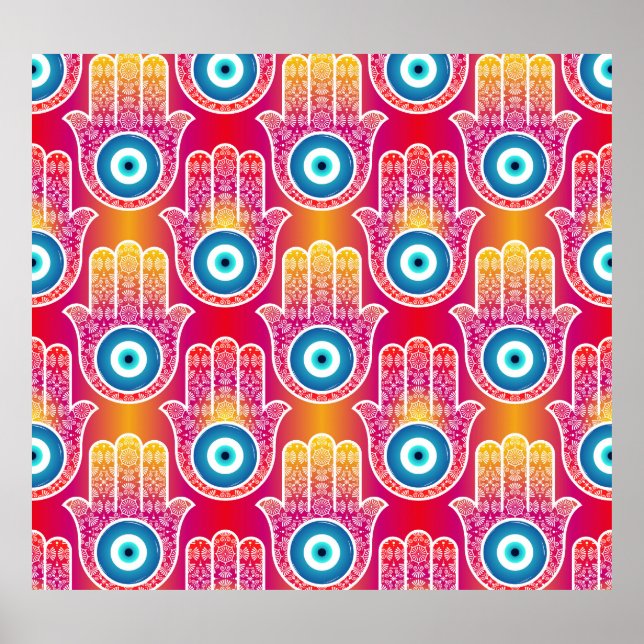 Mystische Hamsa: verziert nahtloses Design. Poster (Vorne)