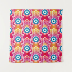 Mystische Hamsa: verziert nahtloses Design. Wandteppich