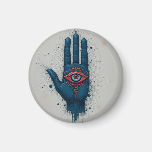 Mystische Handdarstellung mit rotem Auge Magnet