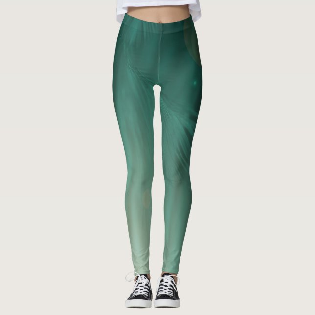 mystische, hellgrüne abstrakte Designkunst Leggings (Vorderseite)