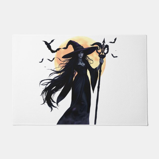Mystische Hexe unter Vollmond Fußmatte (Vorderseite)