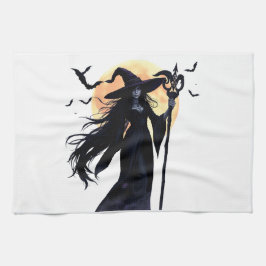 Mystische Hexe unter Vollmond Geschirrtuch