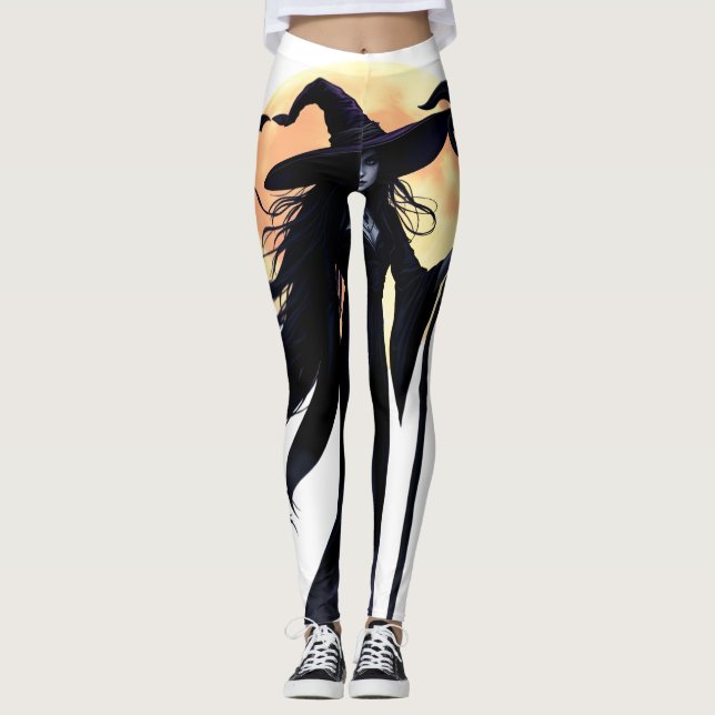 Mystische Hexe unter Vollmond Leggings (Vorderseite)