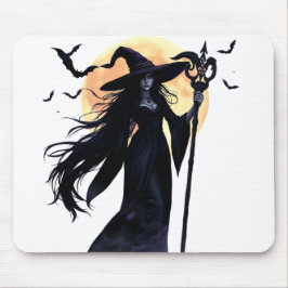 Mystische Hexe unter Vollmond Mousepad