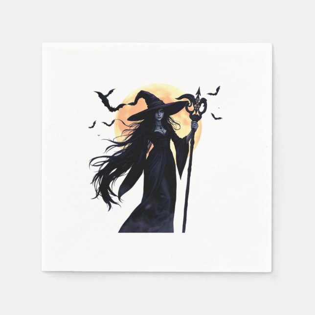 Mystische Hexe unter Vollmond Serviette (Vorderseite)