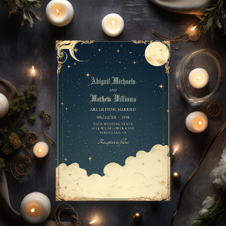 Mystische Hochzeit des Vintagen Himmelsmonds und d Einladung