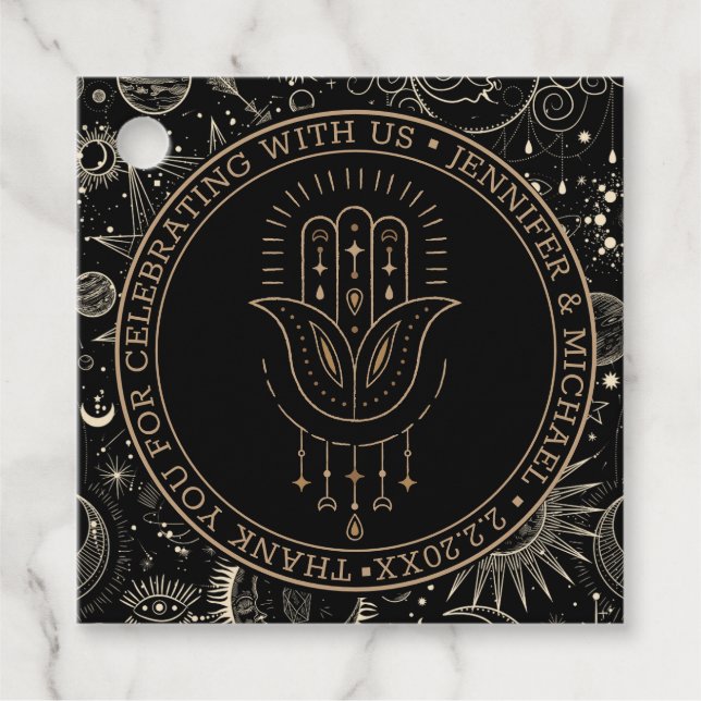 mystische Hochzeit mit schwarzem Gold danke Geschenkanhänger (Vorderseite)