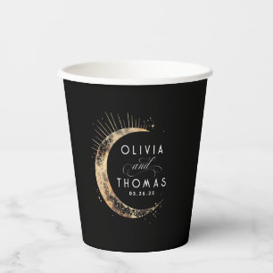 Mystische Hochzeit von Celestial Black und Gold Pappbecher