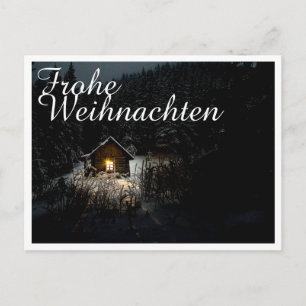 Mystische Hütte im tiefen Wald, Weihnachten Postkarte