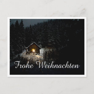 Mystische Hütte im tiefen Wald, Weihnachten Postkarte