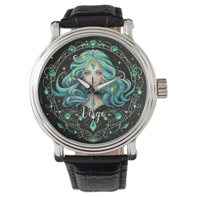 Mystische Jungfrau-Sternzeichen-Kunst  Armbanduhr (Vorderseite)