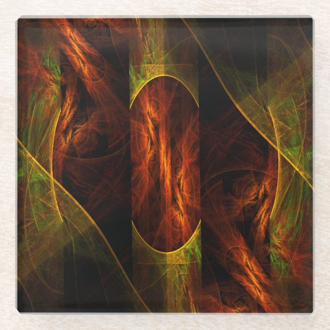 Mystische Jungle Abstrakte Kunst Glasuntersetzer (Vorderseite)