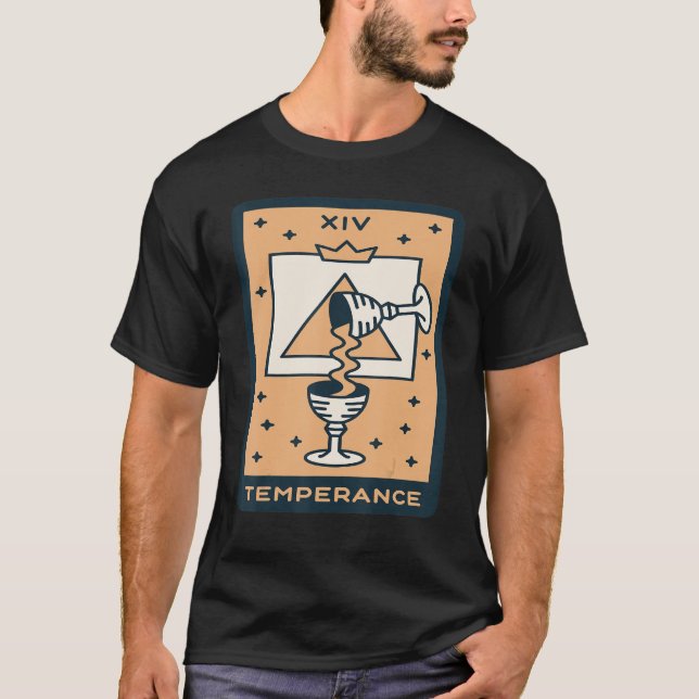 Mystische Karten der Temperance-Tarot-Karte Okkult T-Shirt (Vorderseite)