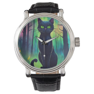 Mystische Katze der Nordlichter Armbanduhr